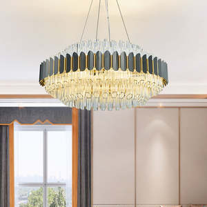 Zèle éclairage en acier inoxydable suspension lustres en cristal suspendus plafond luxe pour chambre - Product Image 1