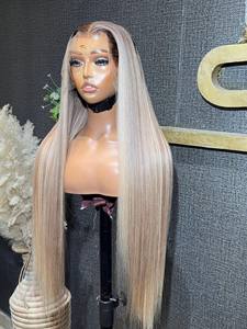 Capelli Vergini Brasiliani Remy Allineati alla Cuticola, <span class=keywords><strong>Biondo</strong></span> Cenere con Riflessi, Lisci, Nodi Decolorati, Lunghi 30 Pollici, HD Grande/Piccolo - Product Image 3