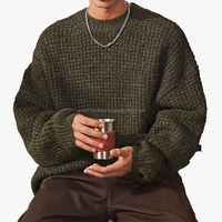 Pull ras du cou rétro Cleanfit pour homme, style décontracté, motif ananas, en coton épais tricoté, doublure en polyester imprimé numériquement