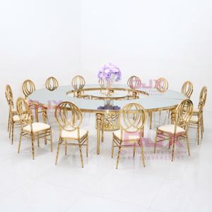 Sedie a Serpentina e Tavoli da Matrimonio Rotondi di Lusso in <span class=keywords><strong>Vetro</strong></span> Bianco Personalizzati all'Ingrosso per Hotel ed Eventi - Product Image 3