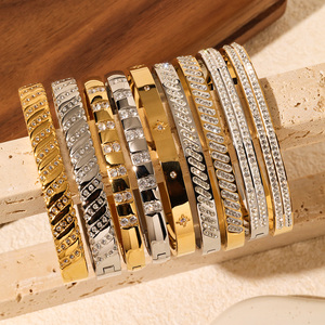 Gesper baja tahan karat kelas atas bebas noda PVD <span class=keywords><strong>18K</strong></span> gelang berlapis emas gelang Zircon untuk hadiah perhiasan sehari-hari wanita - Product Image 2