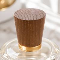 Capuchon de parfum sur mesure en bois de frêne avec anneau métallique doré, couvercle en bois de luxe pour diffuseur à bâtonnets et flacon d'huile essentielle, logo personnalisé