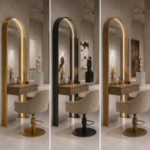 สถานีจัดแต่งทรงผม LUX Modern Hair Salon |   ชุดโต๊ะตัดผมแบบกำหนดเองพร้อมกระจก LED |   โซลูชั่นเฟอร์นิเจอร์และดีไซน์ร้านทำผมครบวงจร - Product Image 4