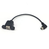 USB 2,0 B hembra de montaje en Panel a ángulo izquierdo USB Mini 5Pin Cable macho