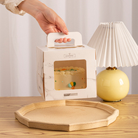 Boîte à gâteau surélevée personnalisée de 4, 6 et 8 pouces avec logo imprimé en relief, emballage portable pour gâteaux et desserts