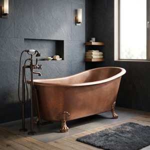 Bañera Ovalada de Cobre Independiente con Patas de Gato, de Metal, de Lujo, sin Tapa, para Uso Doméstico y Hotelero - Artesanía India - Product Image 3