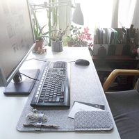 Protecteur de table de bureau en feutre grand bureau feutre clavier d'ordinateur tapis de bureau tapis de souris avec poche organisateur