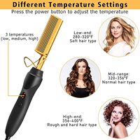 Peigne chauffant électrique pour lisser les cheveux, idéal pour les perruques Lace Front et le coiffage, noir