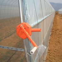 Petit treuil manuel pour serre agricole avec enrouleur de film plastique en acier/alliage d'aluminium, longueur de déroulement 100m