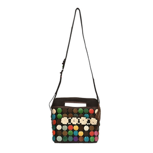 Borsa a tracolla in guscio di cocco 21x18x6 cm con design colorato e perline, borsa da donna - Product Image 1