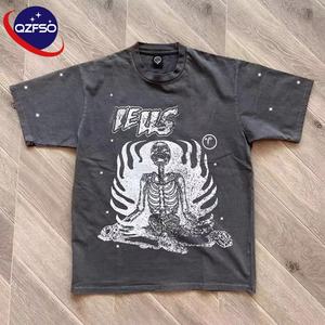 T-shirt vintage imprimé personnalisé Logo graphique surdimensionné Boxy T-shirt court 100% coton T-shirt lourd unisexe lavé à l'acide hommes T-shirt - Product Image 1