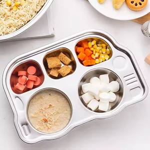 Assiettes carrées pour le dîner et le repas des enfants divisées en acier inoxydable, vente en gros avec compartiments séparateurs, plateau pour bébé et école - Product Image 6