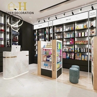 Meuble de présentation en bois contreplaqué pour pharmacie, design intérieur gratuit, mobilier de magasin médical recyclable