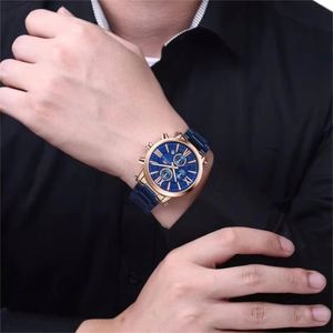 Montre à quartz Drioshipping pour hommes, montres de luxe pour hommes, nouvelle montre chronographe haut de gamme, bracelet en acier, horloge Reloj Hombre - Product Image 5