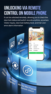 Glomarket WiFi Tuya App Cloud Wood Door Smart <b>Lock</b> with Fingerprint Password Card <b>Key</b> & Face Recognition-Aluminium Alloy - Product Image 4
