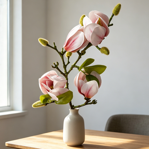 High Quality 3D Printed Soft Touch Moisturizing Feel <strong>Artificial</strong> Magnolia Flower for Wedding Home Living Room Table Decoration - Product Image 3