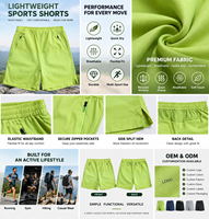 Shorts de course pour hommes personnalisés en gros, séchage rapide, légers, en nylon, pour le sport et la gym, avec poche zippée, pour la randonnée en extérieur, marque OEM ODM