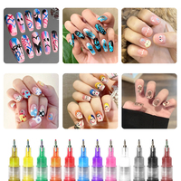 GP 12 Couleurs – Kit de Stylos 3D pour Nail Art – Pointe Plate – Peinture Acrylique à Séchage Rapide – Marqueurs Non Toxiques – Outils de Manucure DIY pour la Maison et le Salon