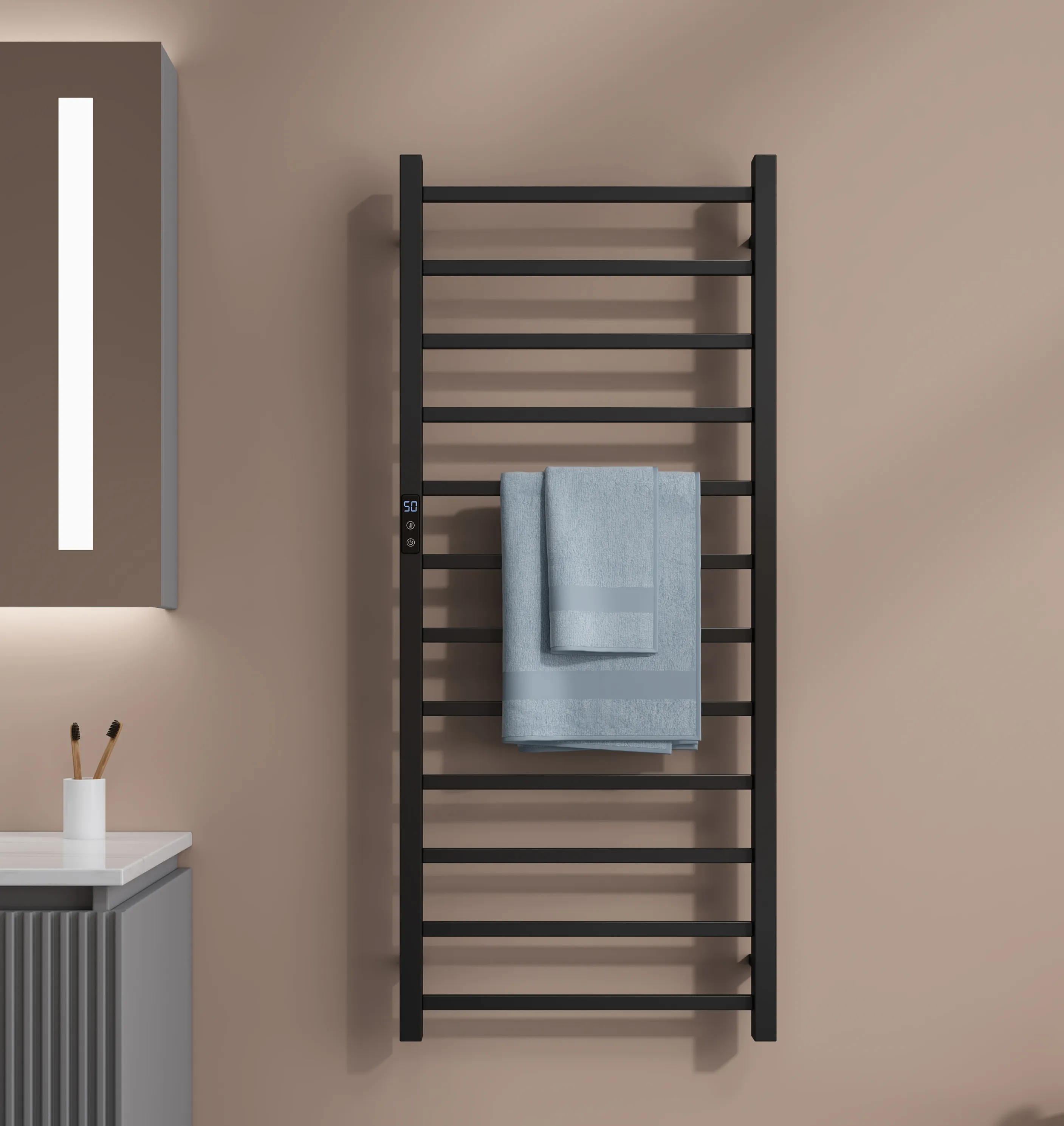 Popular Banheiro Wall Montado Radiador Elétrico Preto Toalha Aquecida Warmer Rack Trilho De Toalha Aquecido