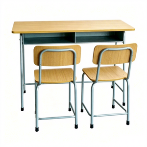 Ensemble <span class=keywords><strong>bureau</strong></span> et chaise pour étudiant, <span class=keywords><strong>bureau</strong></span> et chaise d'école avec rangement, double siège, <span class=keywords><strong>bureau</strong></span> et chaise de classe, structure métallique, mobilier scolaire - Product Image 1