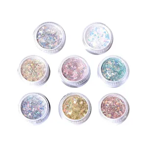 8 Warna Serpihan Chunky Glitter Reflektif Set Massal Bubuk Pigmen untuk Seni Resin Epoksi, Seni Kuku, Pembuatan Tumbler