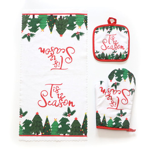 Ensemble de gants de cuisine résistants à la chaleur, pour la cuisson à haute température, le micro-ondes et le four, série de Noël, ensemble de 3 pièces - Product Image 4