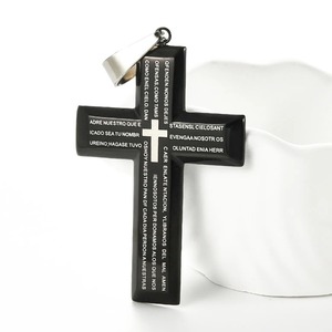 Pendentifs minimalistes en acier inoxydable, grande croix avec lettres, religion, Christ, Jésus, crucifix, prière, Dieu, foi, charmes gothiques pour hommes - Product Image 1