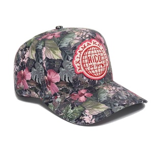 고품질 맞춤 자수, 프린팅 하와이 플로럴 프린트 카모 곡선 챙 도매 야외 5패널 야구 모자 - Product Image 2