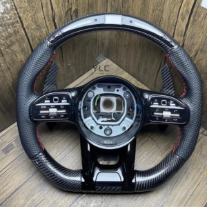 Volante de Fibra de Carbono y Cuero Personalizado YLC para <span class=keywords><strong>Mercedes</strong></span> Benz AMG GLC GLE450 A45 C43 C63 C450 S63 E63 W205 W213 W222 A250 - Product Image 3