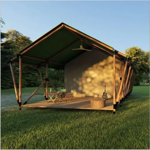 Khách sạn sang trọng ngoài trời lều lều với phòng tắm cho khu nghỉ mát sinh thái Lều gỗ mạnh mẽ làm