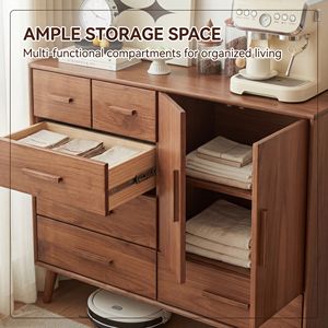 Armoire de rangement en bois massif écologique et peu encombrante, 6 tiroirs, 2 portes, style moderne du milieu du siècle, pour chambre à coucher, salon, <span class=keywords><strong>entrée</strong></span> - Product Image 3