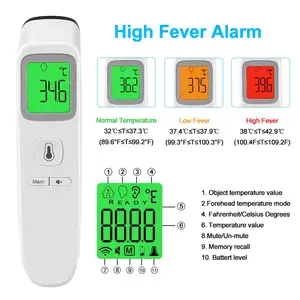 Dijital ekran kapalı ev yüksek hassasiyetli ölçüm ateş alarm kızılötesi tıbbi termometre