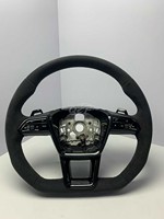Volant en fibre de carbone amélioré pour Audi, cuir suédé perforé avec démarrage à un bouton, remplacement direct