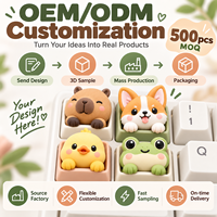 Ensemble de touches de clavier mécaniques personnalisées en PVC 3D, figurines d'anime mignonnes, renard, panda, chat, lapin