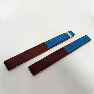 Abanicos de mano de bambú plegables con logotipo personalizado al por mayor, abanicos de papel azules de madera para bodas, abanicos de mano clásicos tradicionales - Product Image 5