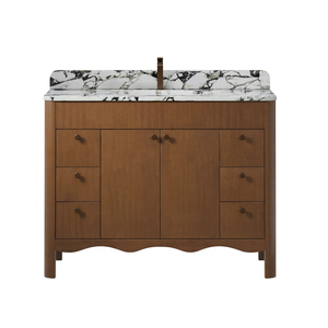 48" Modern Water Resistant Solid <b>Wood</b> Bathroom <b>Vanity</b> Cabinet with Porcelain Basin for Hotel Use - Product Image 1