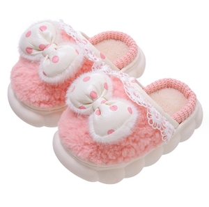 Zapatillas de algodón para niños de todas las edades de invierno, zapatos de felpa mullidos cálidos de princesa para niñas - Product Image 1