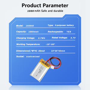 하이 퀄리티 102540 <span class=keywords><strong>Lipo</strong></span> 3.7v 1000mAh <span class=keywords><strong>1100mAh</strong></span> 리튬 폴리머 배터리 충전식 파우치 셀 맞춤형 PCB 커넥터 - Product Image 3
