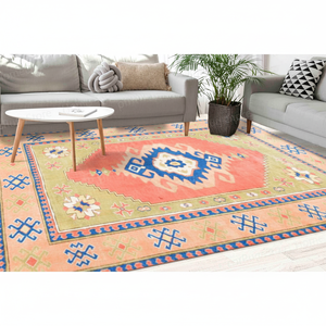 Vintage Style Printed <b>Rug</b>: Modern <b>Boho</b> Home Decor with Turkish Design,Nonwoven Soft <b>Rug</b> - Product Image 3