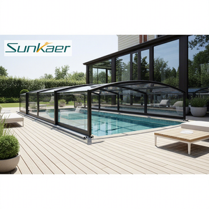 Anti óxido/UV/lluvia/nieve cubierta móvil de Sunroom retráctil personalizada <span class=keywords><strong>para</strong></span> cubiertas duras de piscina <span class=keywords><strong>para</strong></span> recintos de <span class=keywords><strong>piscinas</strong></span> sobre el suelo - Product Image 4