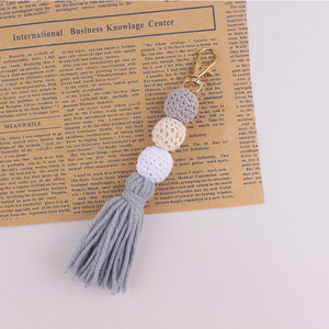 Llavero Colgante de Cuentas Coloridas de 17 cm, Hecho a Mano, con Borla Larga de Peluche, para Bolsos, Llaves y Accesorios de Joyería, Venta al Por Mayor - Product Image 5