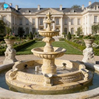 Fontaines d'eau à niveaux en marbre blanc coulé à la main, écologiques, modernes, en pierre naturelle, pour jardins extérieurs et places publiques, à vendre