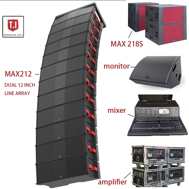 T.I Pro Audio Portable Waterproof Dj Concert Club Ktv Sound System Double 12 Inch 3 Way Line Array Speakers