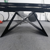Ensembles de salle à manger, meubles de cuisine, table à manger rectangulaire moderne en marbre noir avec pieds noirs et ensemble de chaises pour 8 personnes