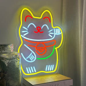Fortune Lucky Cat Maneki Neko LED <span class=keywords><strong>Anime</strong></span> Enseigne Au Néon Lumière Animal Enseigne Au Néon Décoration Murale Cadeau Personnalisé - Product Image 1
