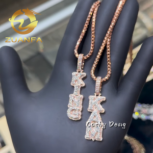 Iced out perhiasan Moissanite huruf liontin vertikal 925 perak <span class=keywords><strong>2</strong></span> lapisan berlian lab liontin kustom untuk rantai Tautan Kuba - Product Image 4