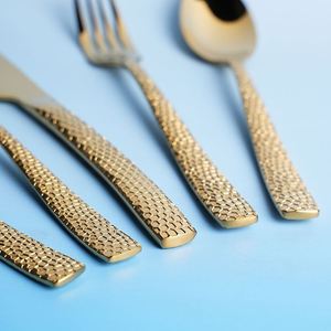 Custom Wholesale High Quality Design <b>Sets</b> 5Pcs Gold 430 Stainless Steel Restaurant Dinner <b>Cutlery</b> <b>Set</b> - Product Image 3