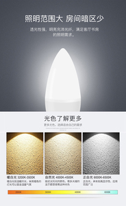 หลอดไฟ LED C6 ทรงข้าวโพด ขั้ว E27 ชิป SMD2835 แสงขาว 5000K ตัวหลอดทำจาก PC ใช้ไฟ AC 110V ได้รับการรับรองมาตรฐาน CE ใช้งานได้นาน 25000 ชั่วโมง Ra80 รับประกัน 2 ปี ความสว่าง 240-3600 ลูเมนส์ 95lm/W - Product Image 3