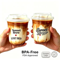 Gobelets en PET à paroi simple en forme de U, 90 mm, 12/16/24 oz, haute transparence, sans BPA, avec couvercles, personnalisables avec logo, écologiques, pour latte glacé, mocha, café