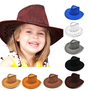 Sombrero vaquero de cuero con estampado estilo occidental, sombrero de caballero para Halloween, sombrero retro ajustable para fiestas, para hombres y mujeres. - Product Image 1